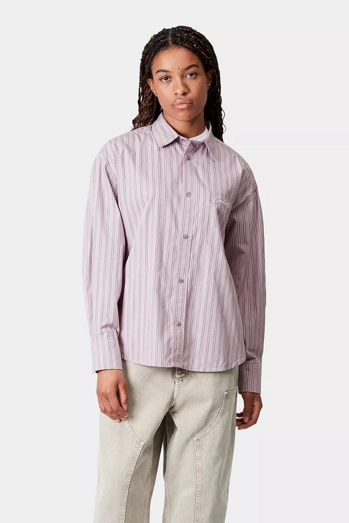 W' L/S Grimsby Shirt - Grimsby Stripe/Pink Fog - Carhartt WIP