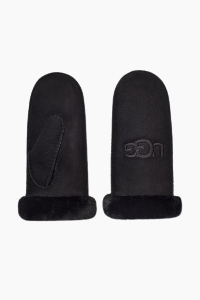 W Sheepskin Embroider Mitten - Black - UGG