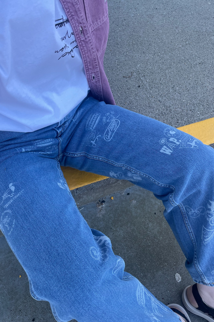 W' Stamp Pants - Stamp Print Blue Bleached - Carhartt WIP