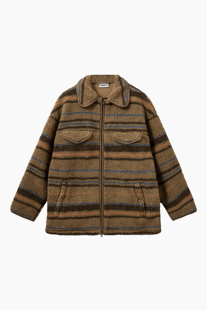 Weekend Pile Jacket - Lead Grey Multistripe - H2O Fagerholt