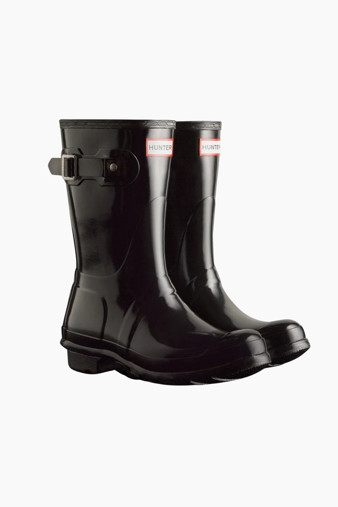 Womens Original Short Gloss Boot - Black - Hunter