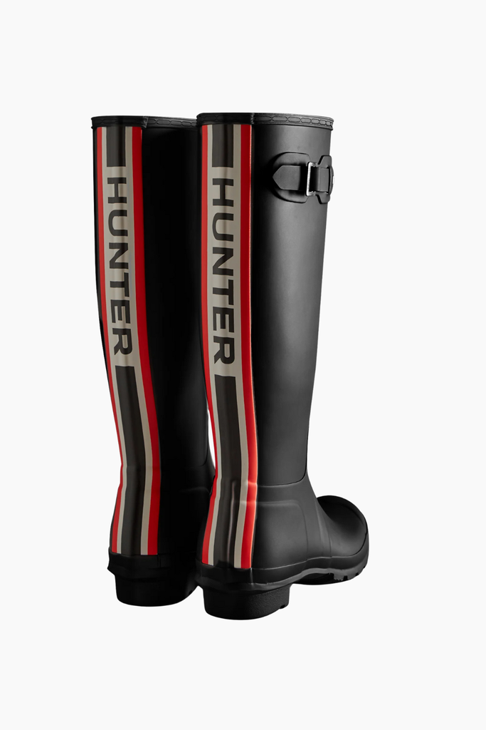 Womens Original Tall Hunter Tri Colour Logo Boot - Black - Hunter