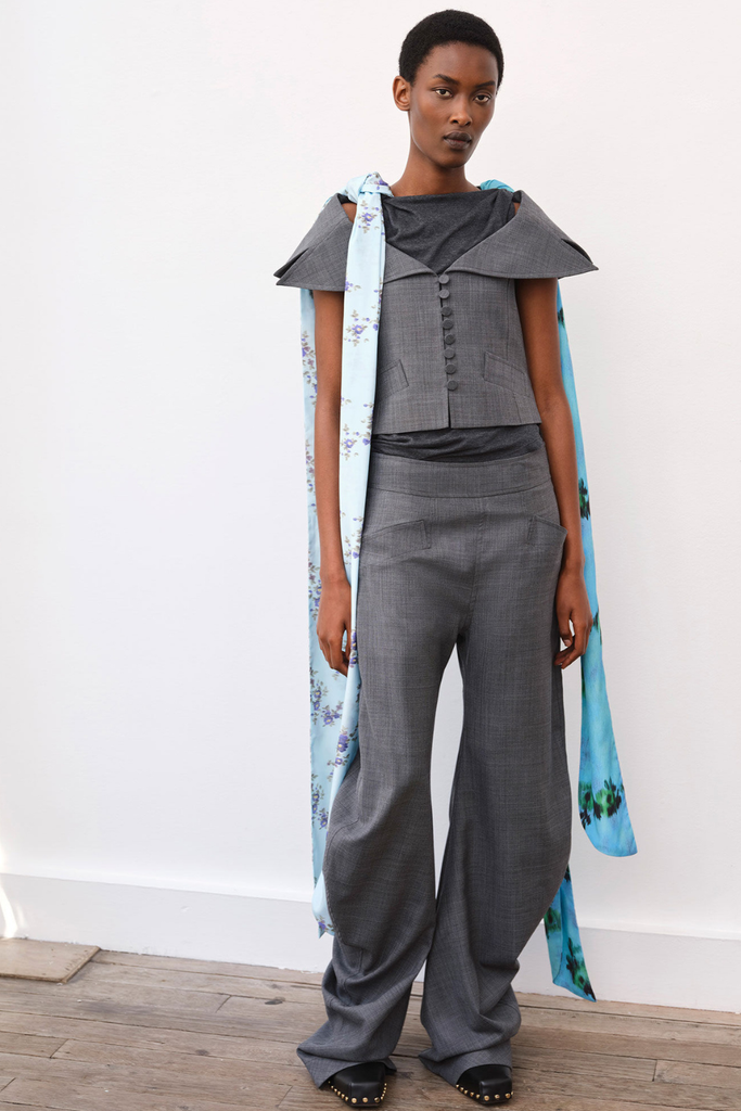 Wool Melange Suiting Low Waist Twistcurve Pant A1080127 - Phantom - GANNI