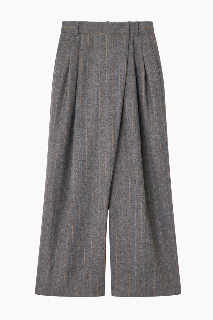 Wool Stripe Mid Waist Pants W0761 - Pewter - GANNI