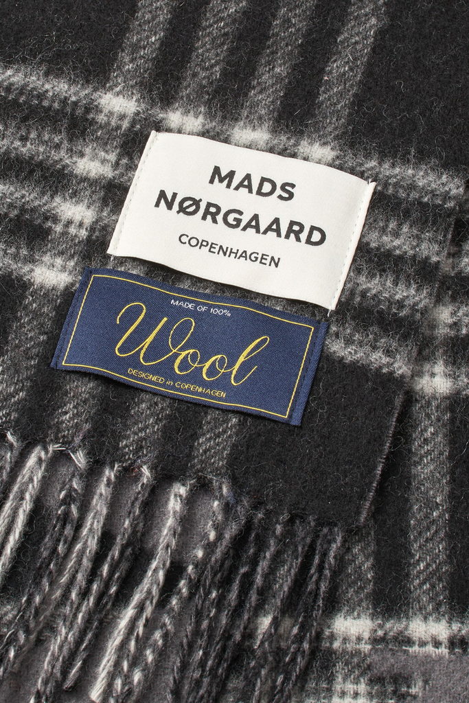Woven Wool Logo Scarf - Black/Vanilla Ice - Mads Nørgaard