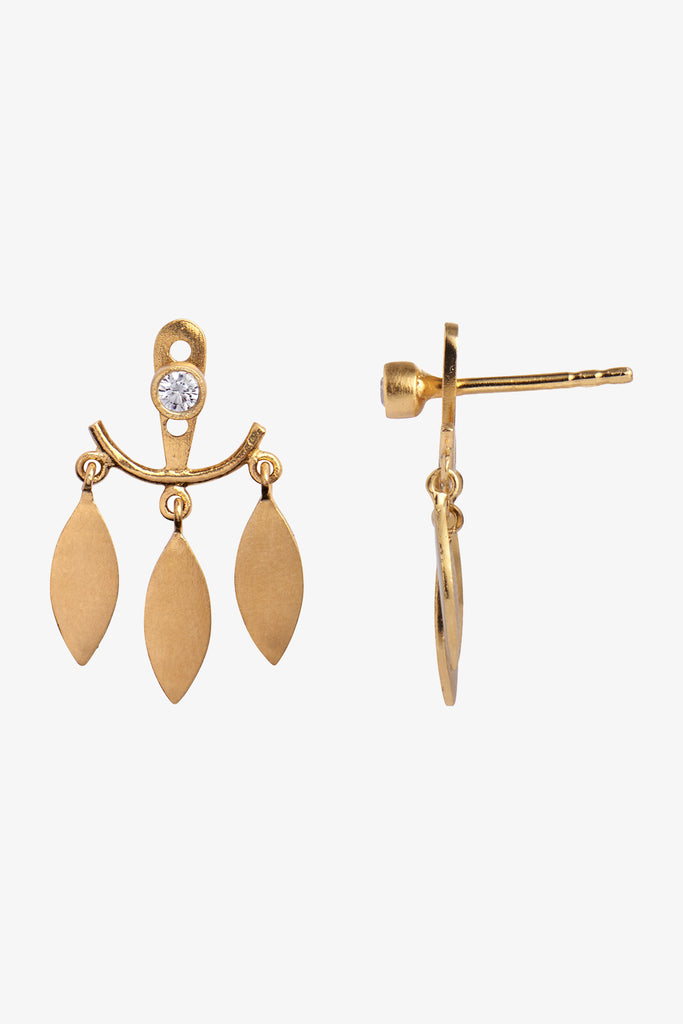 Dancing Three Leaves Behind Ear - Gold - Stine A