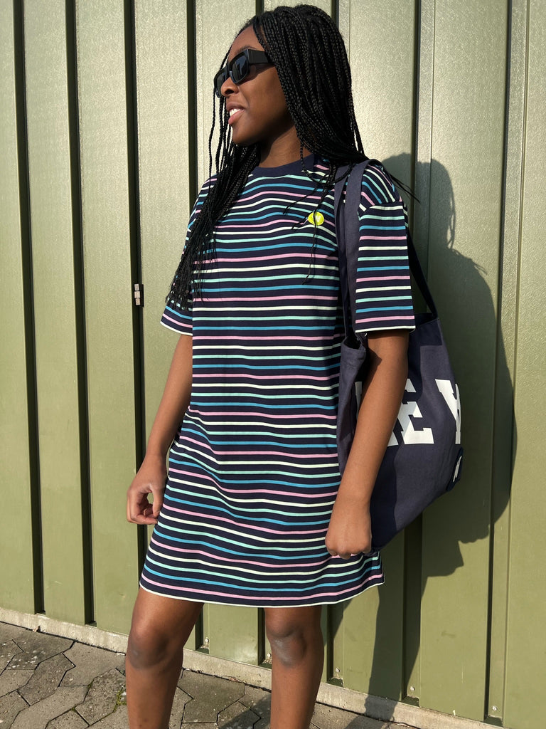 Ulla Stribe Dress - Navy Stripes - Wood Wood