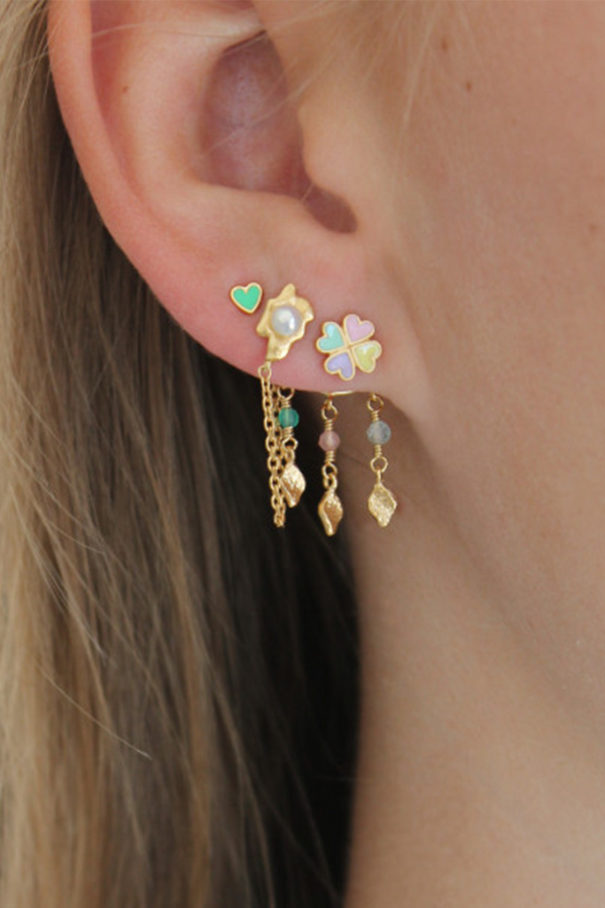 Petit Love Heart Grass Green Enamel - Gold - Stine A