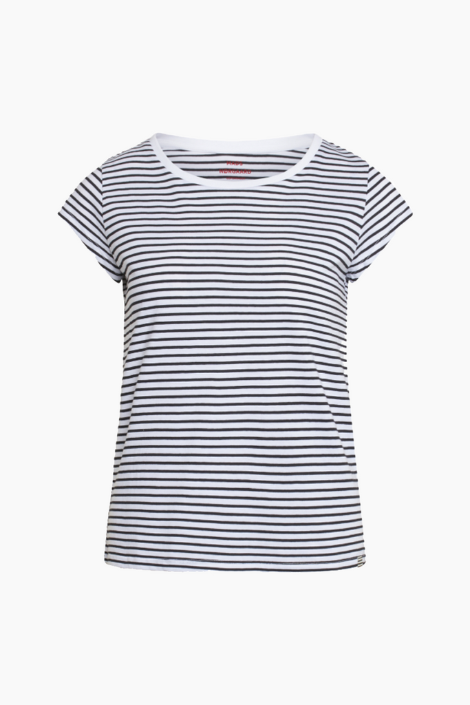 Organic Jersey Stripe Teasy Tee - White/Black - Mads Nørgaard