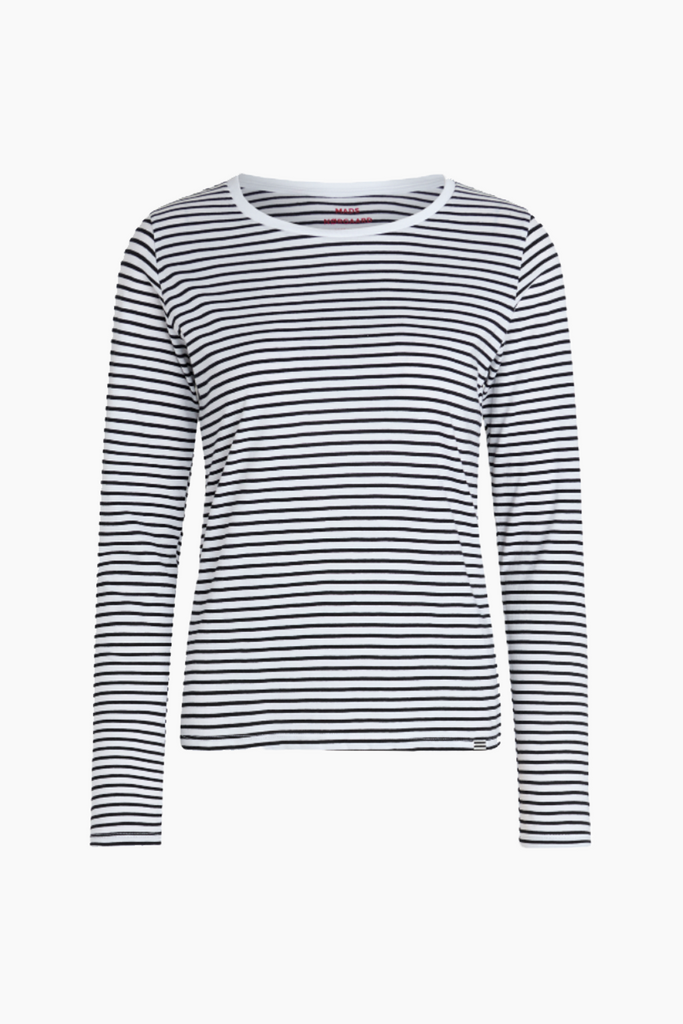 Organic Jersey Stripe Tenna Tee - White/Black - Mads Nørgaard