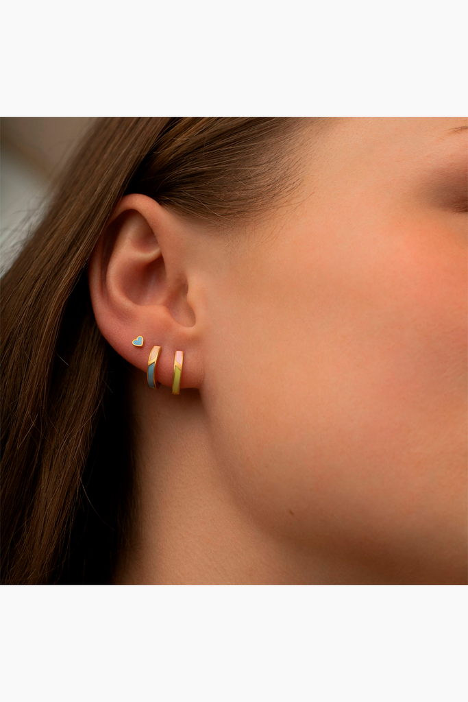 Petit Love Heart Light Blue Enamel - Gold - Stine A