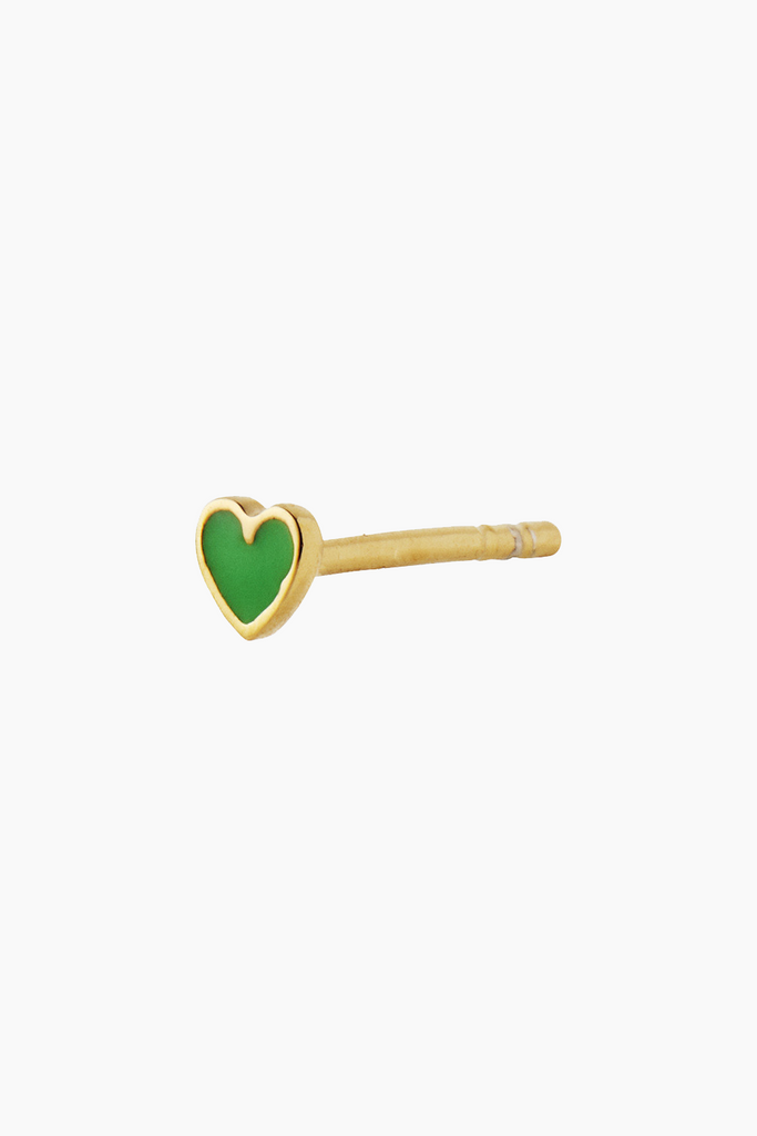 Petit Love Heart Grass Green Enamel - Gold - Stine A