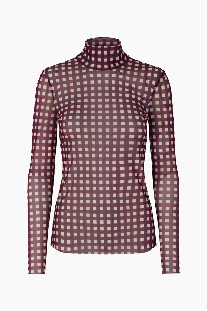 Jodi Mesh Top - Maroon Check - Baum und Pferdgarten