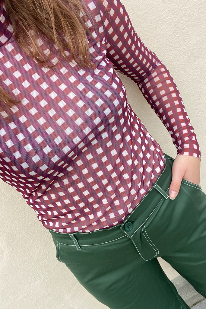 Jodi Mesh Top - Maroon Check - Baum und Pferdgarten