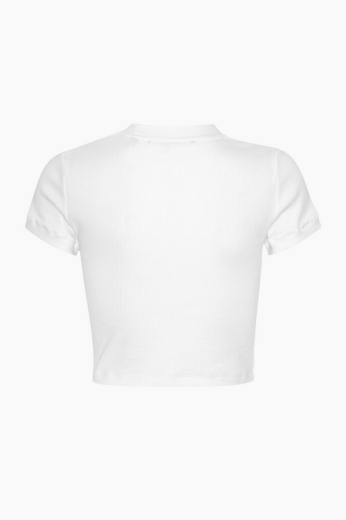 Ribbed Cropped T-shirt - Bright White - ROTATE