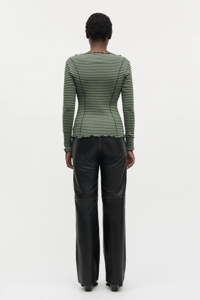 2x2 Cotton Stripe Siri Top - Sea Spray/Black - Mads Nørgaard