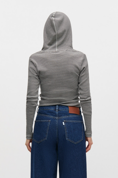 2x2 Cotton Stripe Tilla Hood - Black/Vanilla Ice - Mads Nørgaard