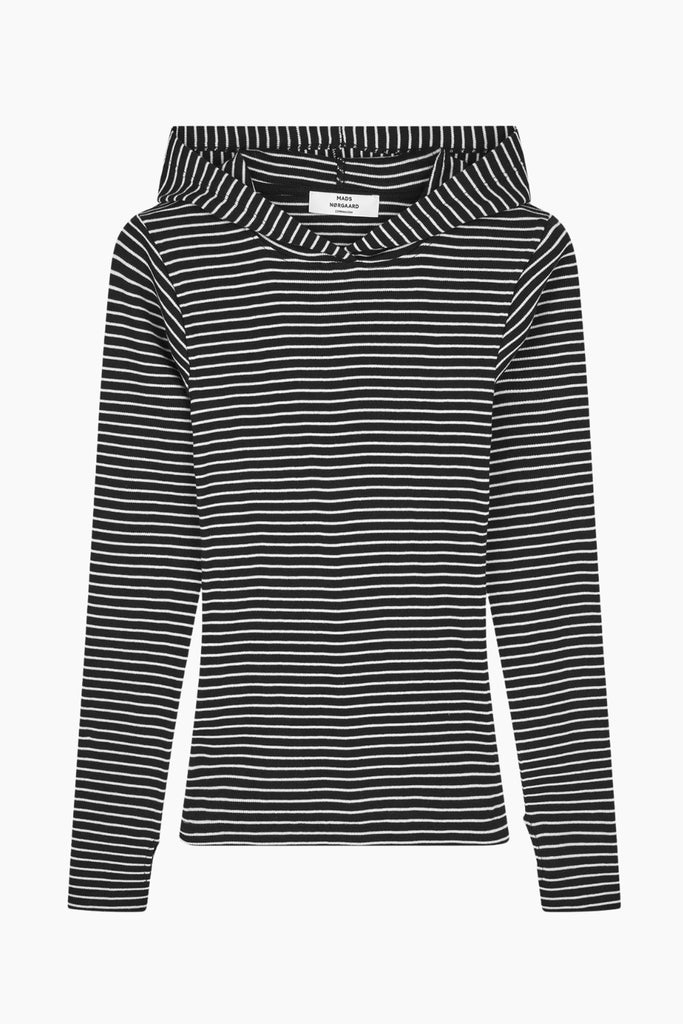 2x2 Cotton Stripe Tutti Hood - Black/Vanilla Ice - Mads Nørgaard