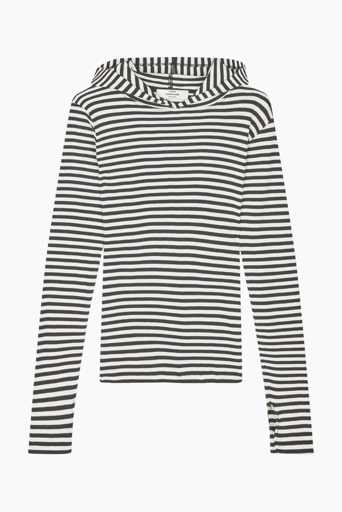2x2 Cotton Stripe Tutti Hood - Black/Vanilla Ice - Mads Nørgaard