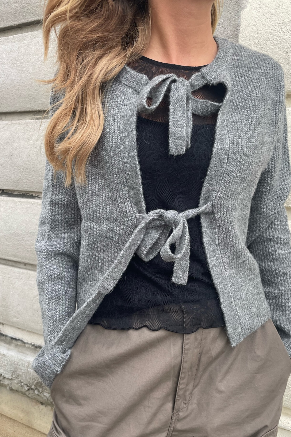 Objparvi Knit Cardigan 130 - Medium Grey Melange - Object