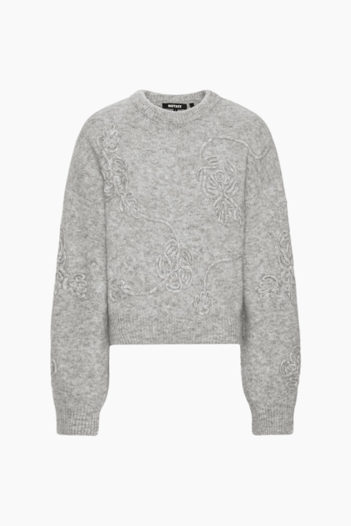 3D Flower Knit - Light Grey Melange - ROTATE