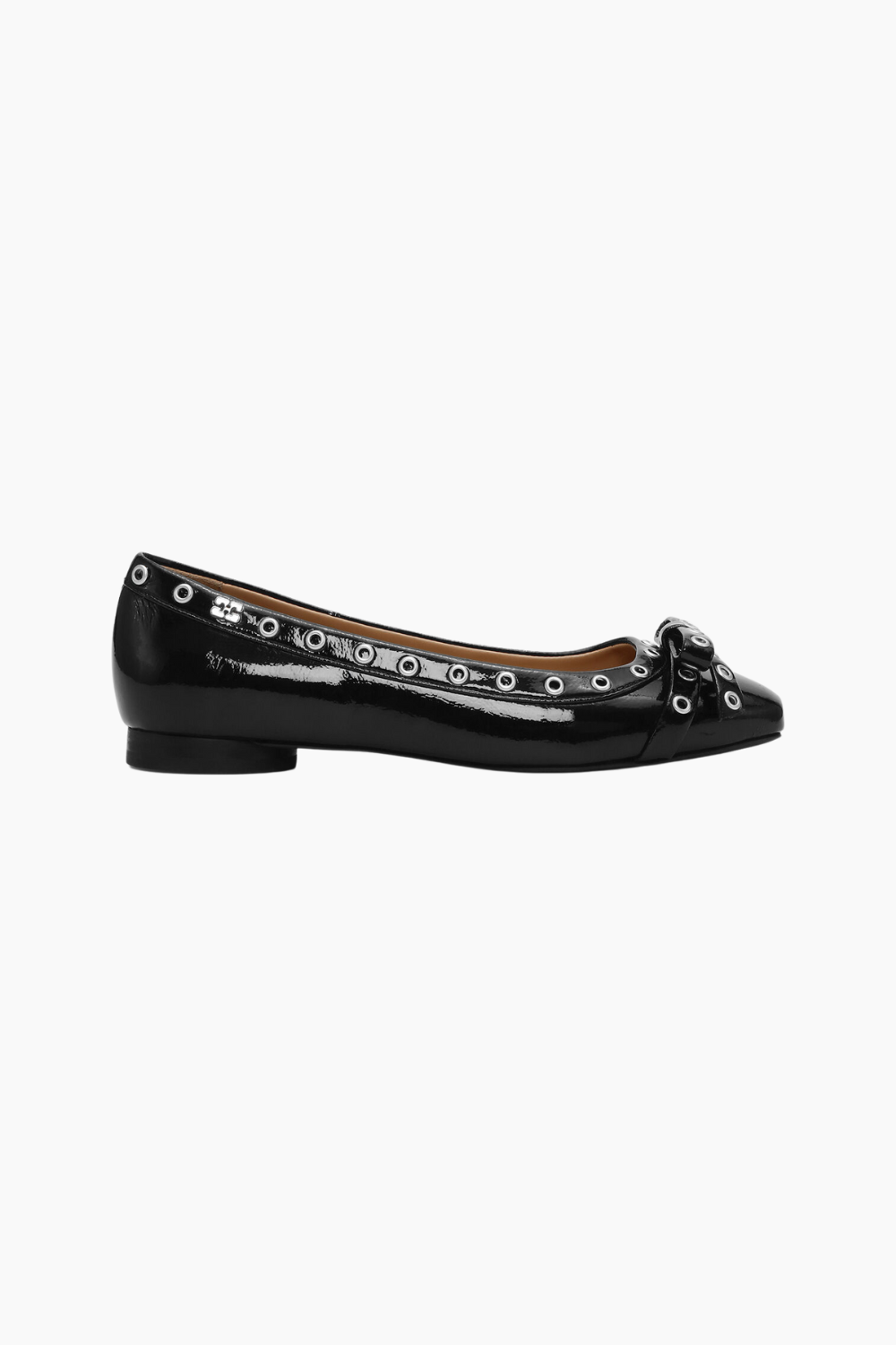 Eyelets Bow Ballerina Naplack S2755 - Black - GANNI