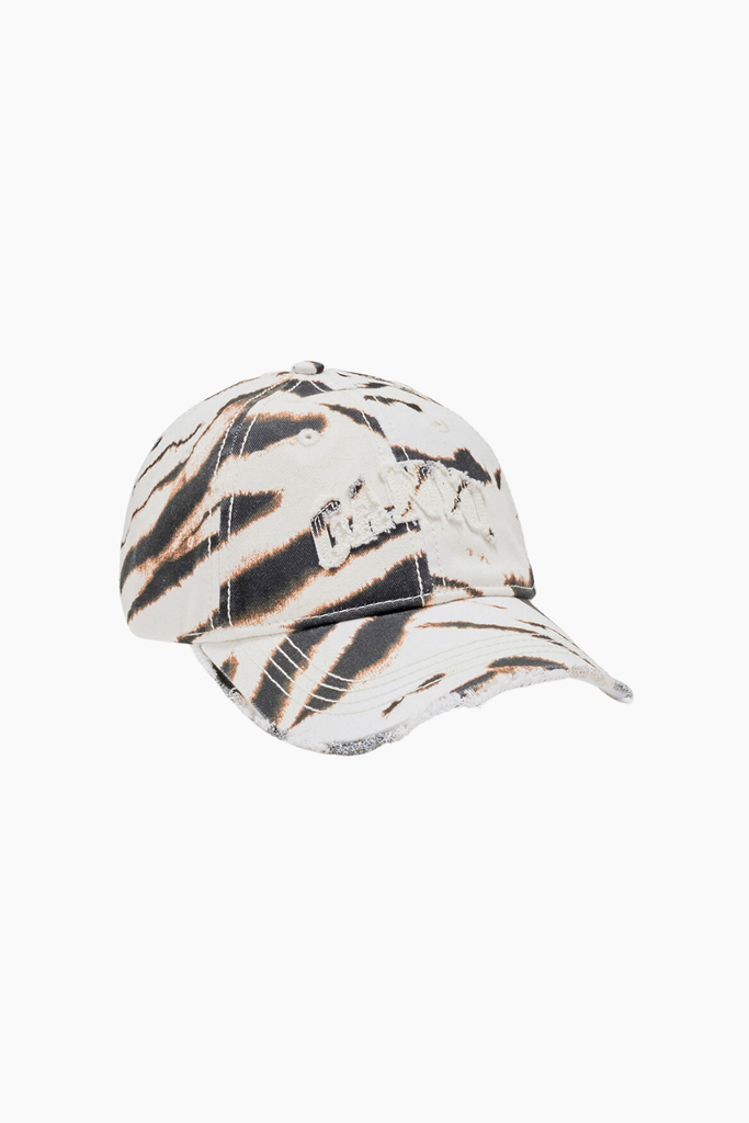 Printed Zebra Washed Cotton Canvas Cap B3020236 - Egret - GANNI