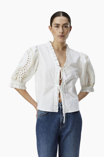 Objbrodera S/S Top 132 - White Sand - Object