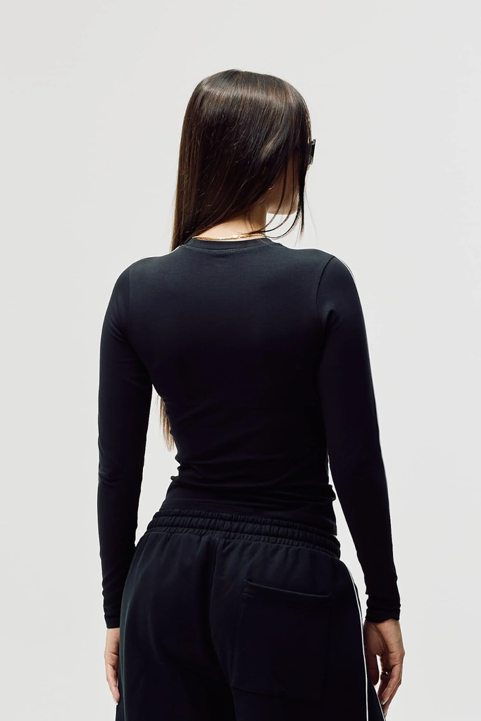 AW26 Logo Stretch Long Sleeve - Black - Bareen