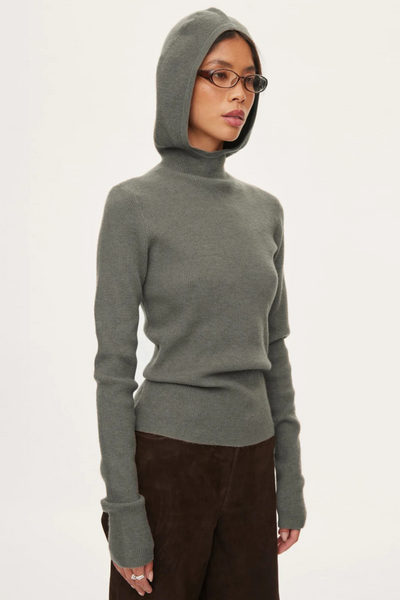 Alanis Hood Knit - Coca Mocha - Oval Square