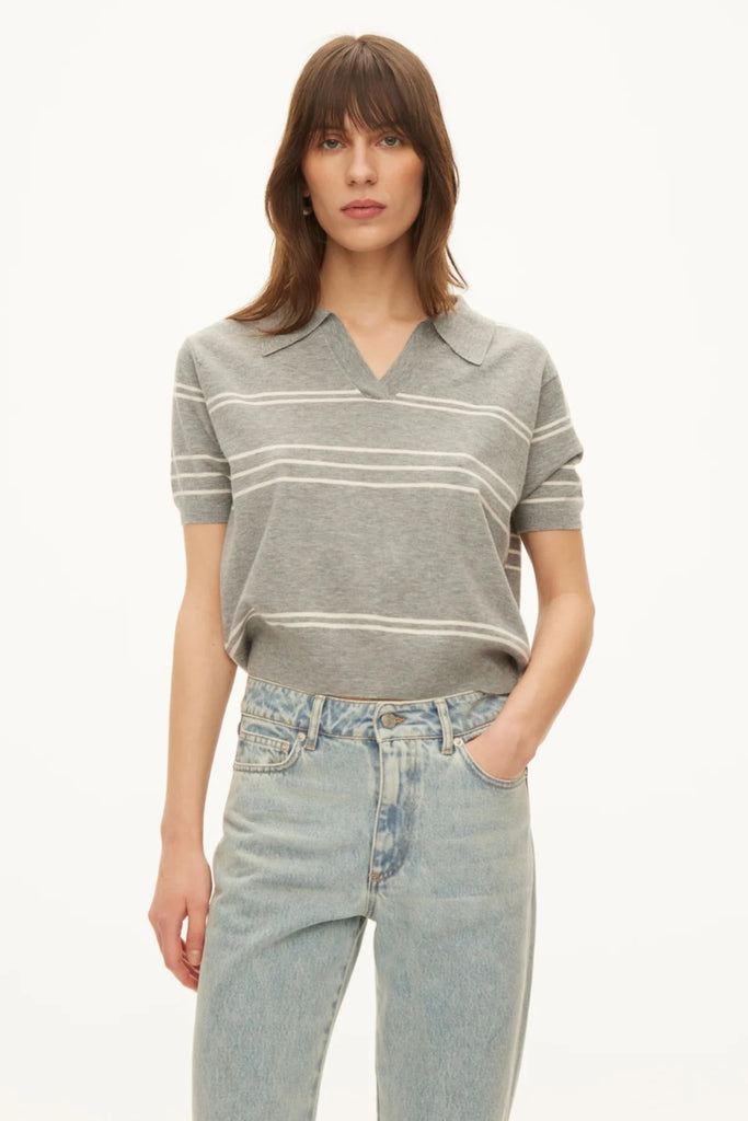 Alba SS Polo - Grey Melange - Oval Square