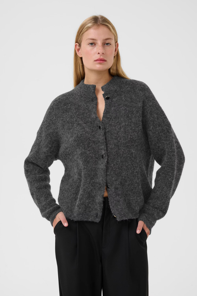 AlphaGZ Short Cardigan - Charcoal Melange - Gestuz