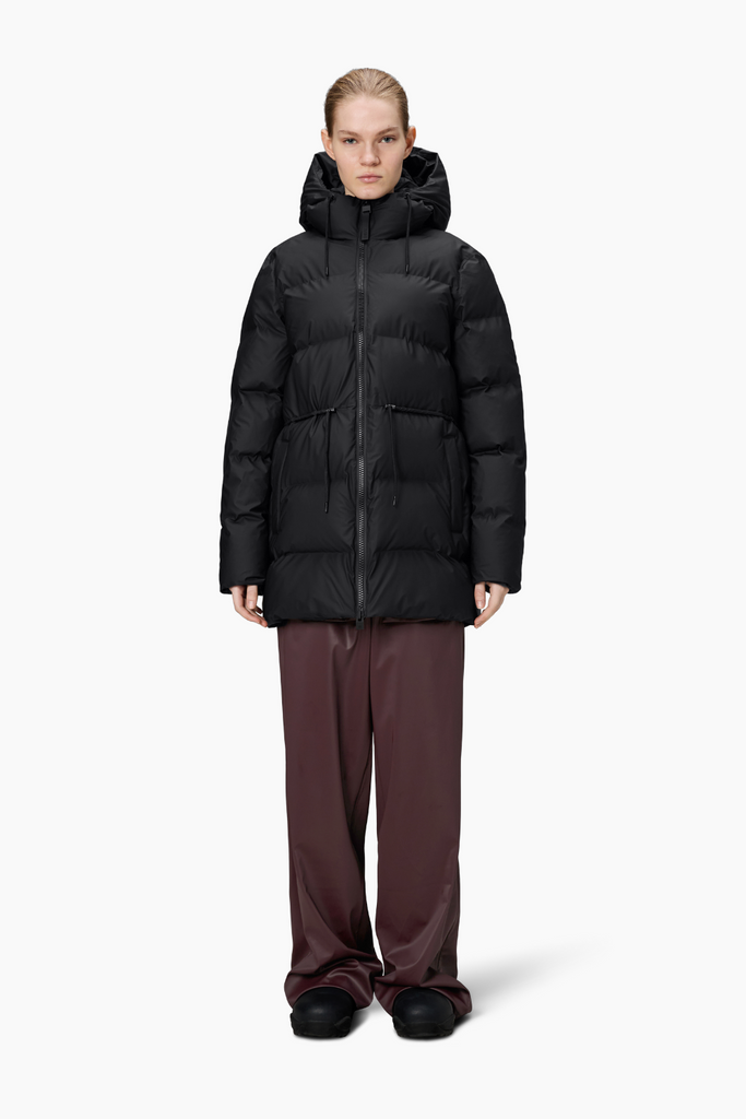 Alta Long Puffer String W Jacket W3T4 - Black - Rains