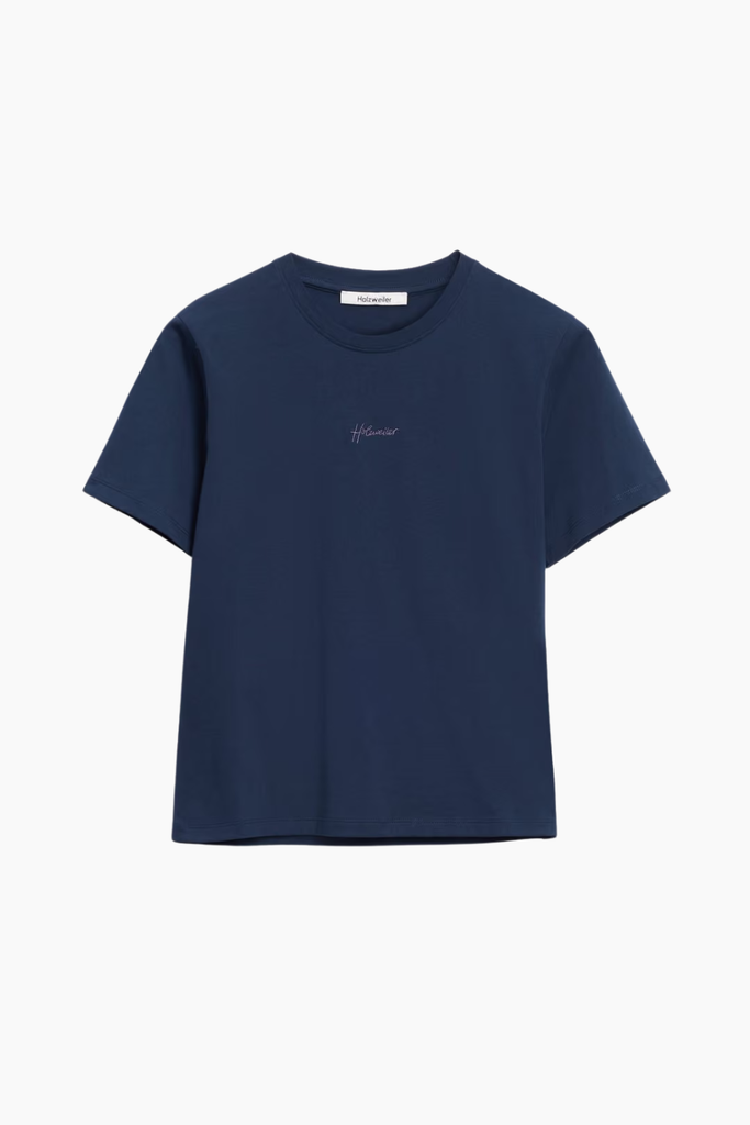 Anja Embroidery Tee - Navy - Holzweiler