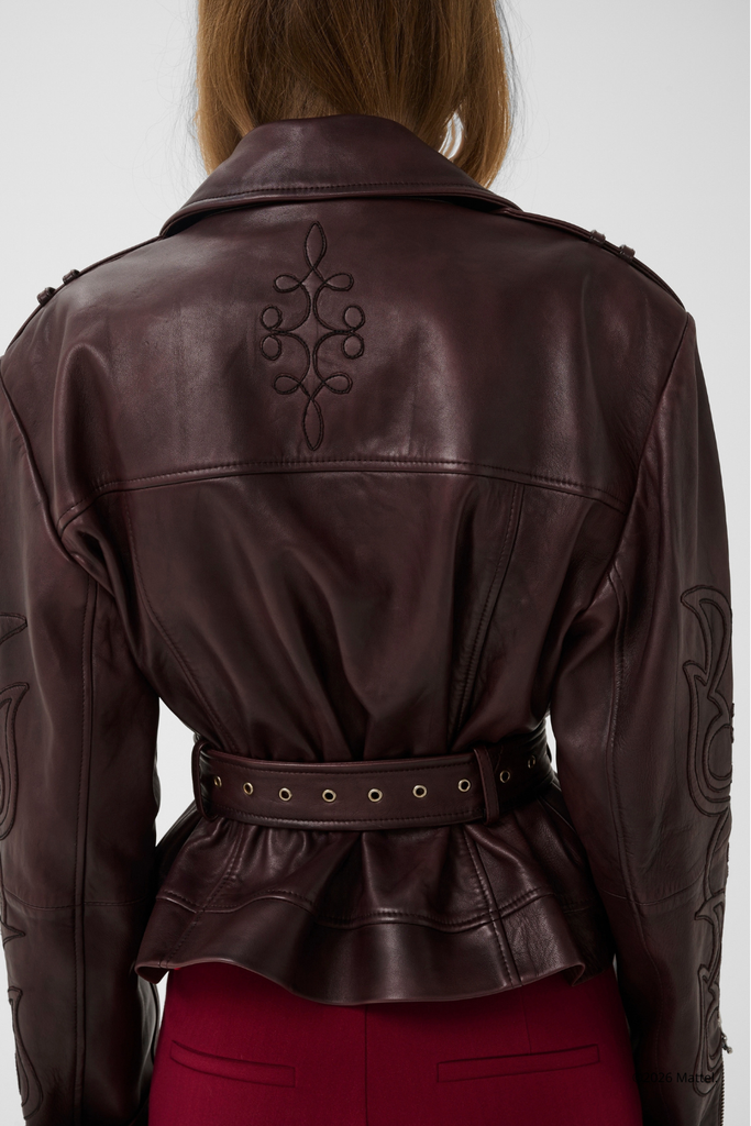 BXGken Biker Jacket - Dark Burgundy - Barbie X Gestuz