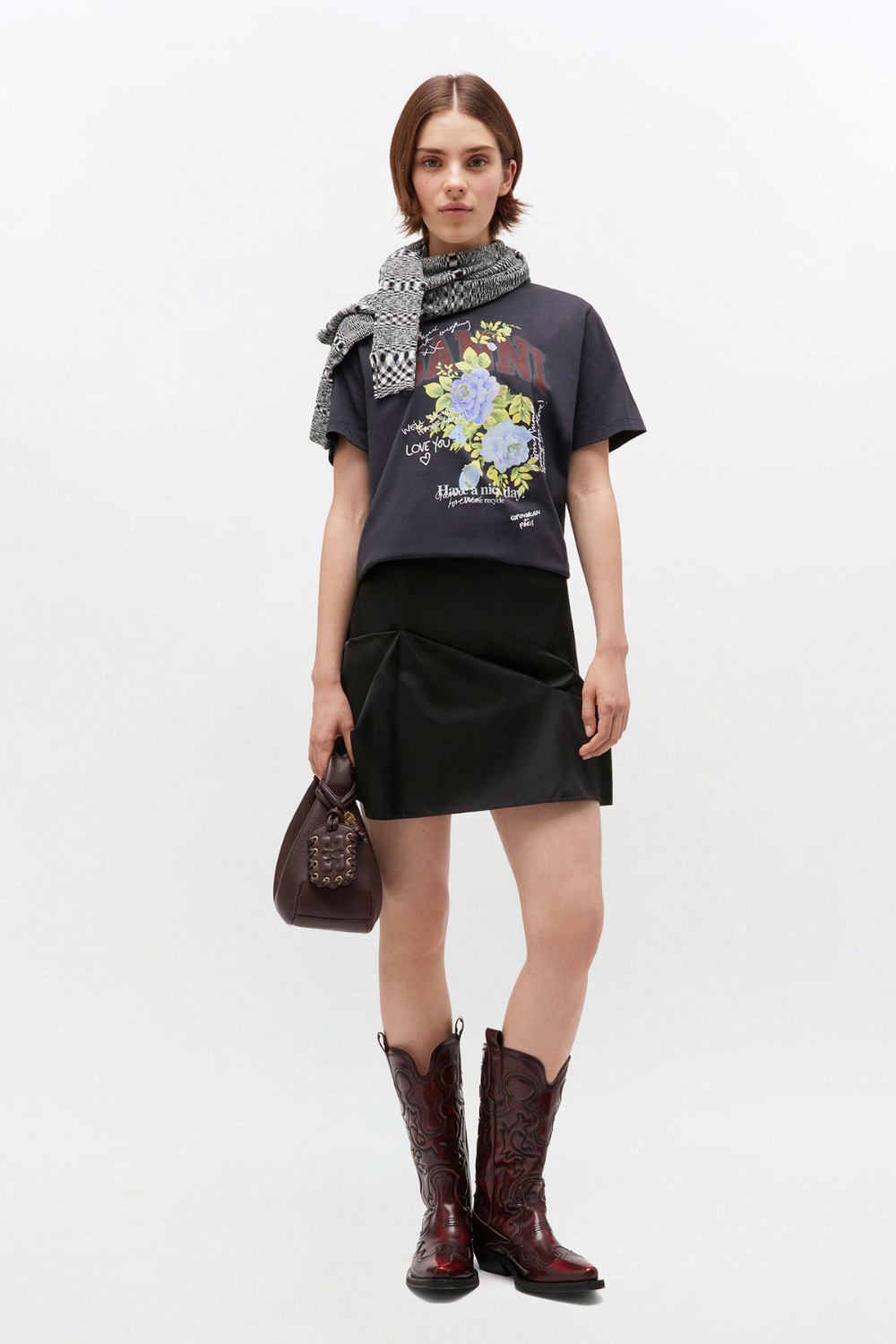 Basic Cotton Jersey Rose T-Shirt T4342 - Phantom - GANNI