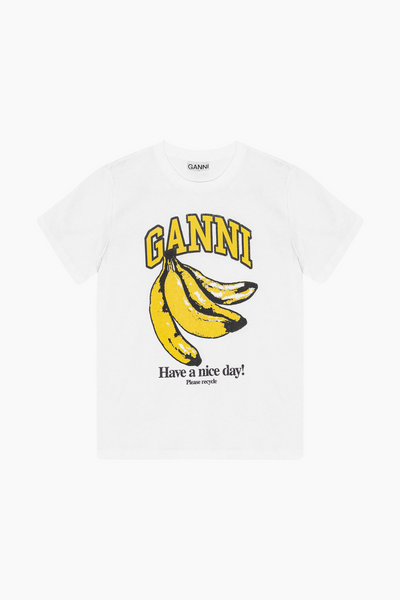 Basic Jersey Banana Relaxed T-Shirt T3861 - Bright White - GANNI