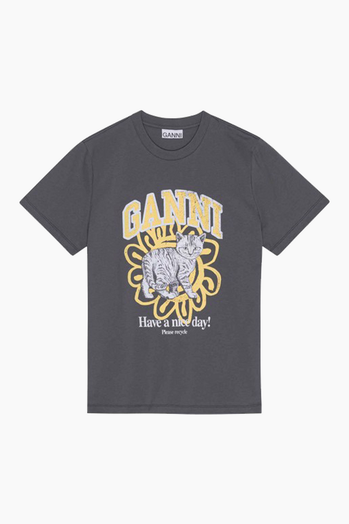 Basic Jersey Cat Relaxed T-shirt T3532 - Volcanic Ash - GANNI