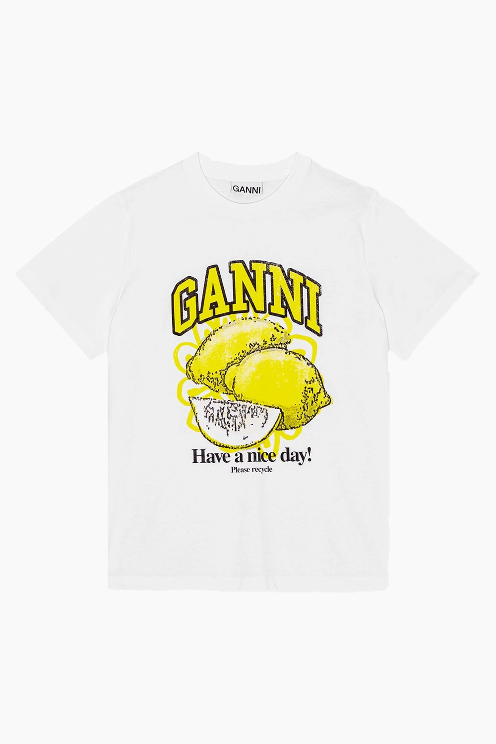 Basic Jersey Lemon Relaxed T-Shirt T3768 - Bright White - GANNI