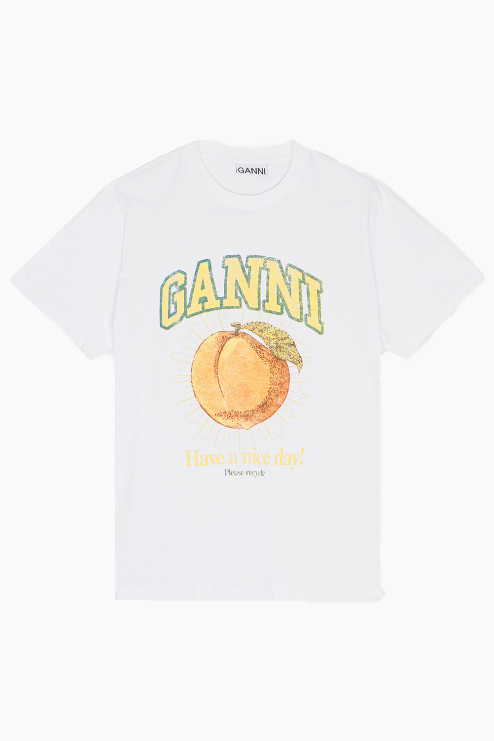 Basic Jersey Peach Relaxed T-Shirt T3529 - Bright White - GANNI