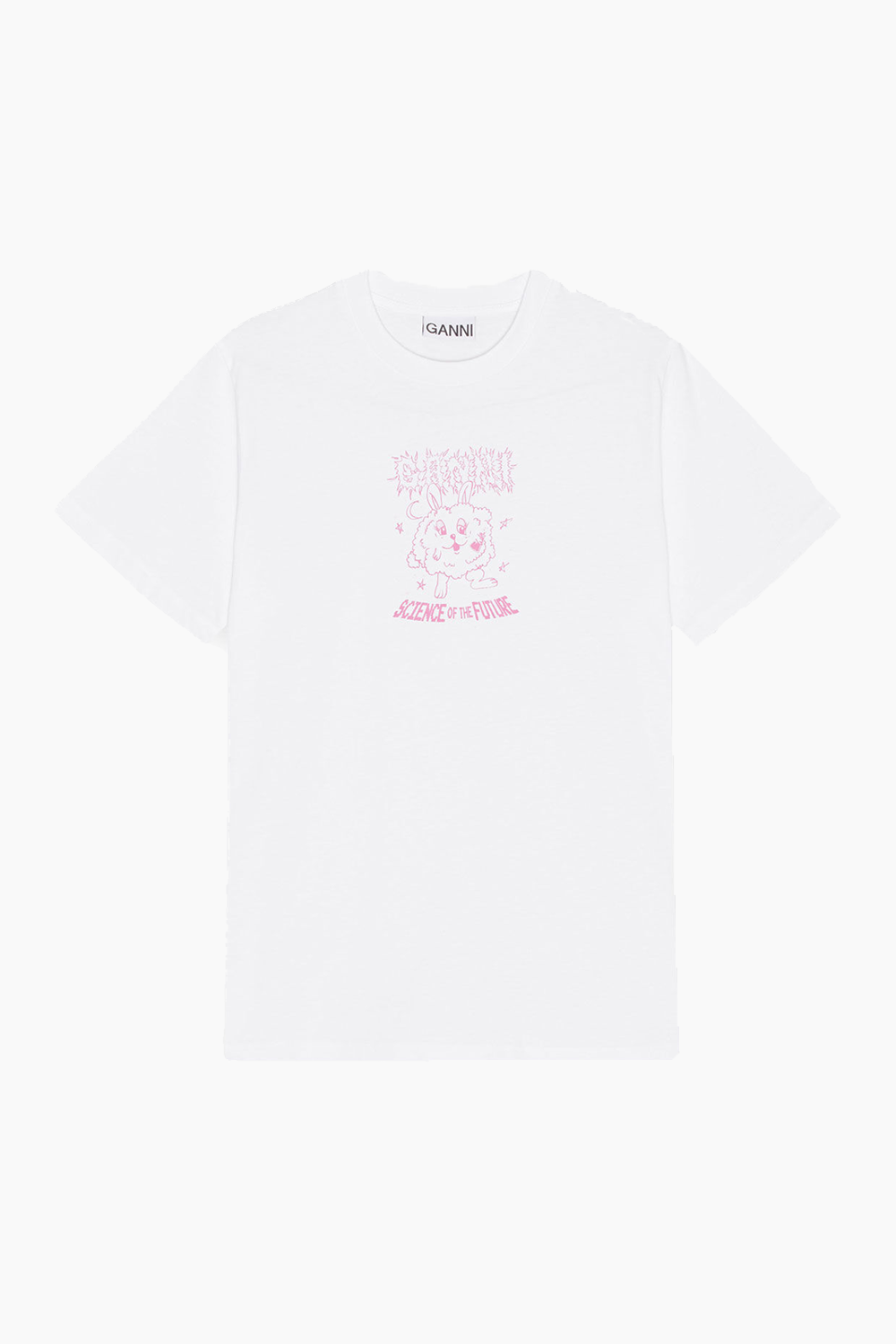 Basic Jersey Pink Bunny Relaxed T-shirt - Bright White - GANNI