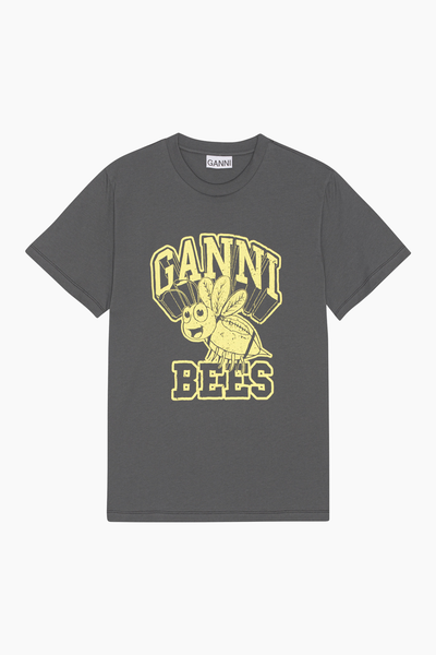 Basic Jersey Yellow Bee Relaxed T-shirt T3639 - Volcanic Ash - GANNI