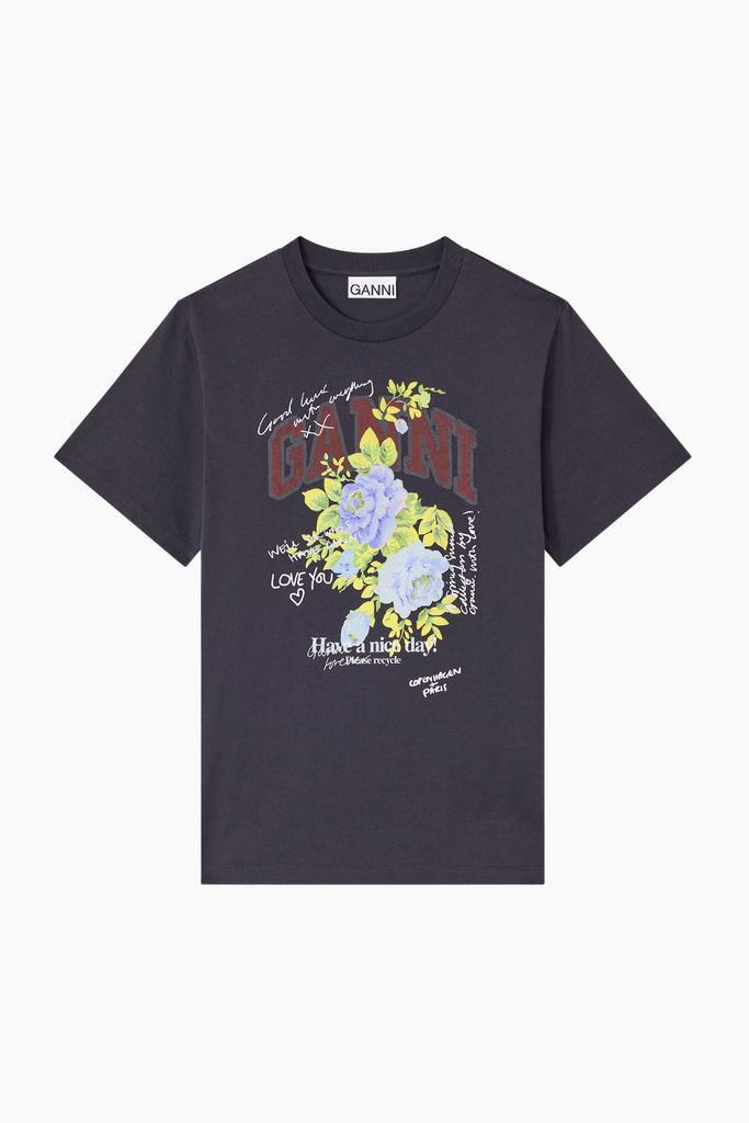 Basic Cotton Jersey Rose T-Shirt T4342 - Phantom - GANNI