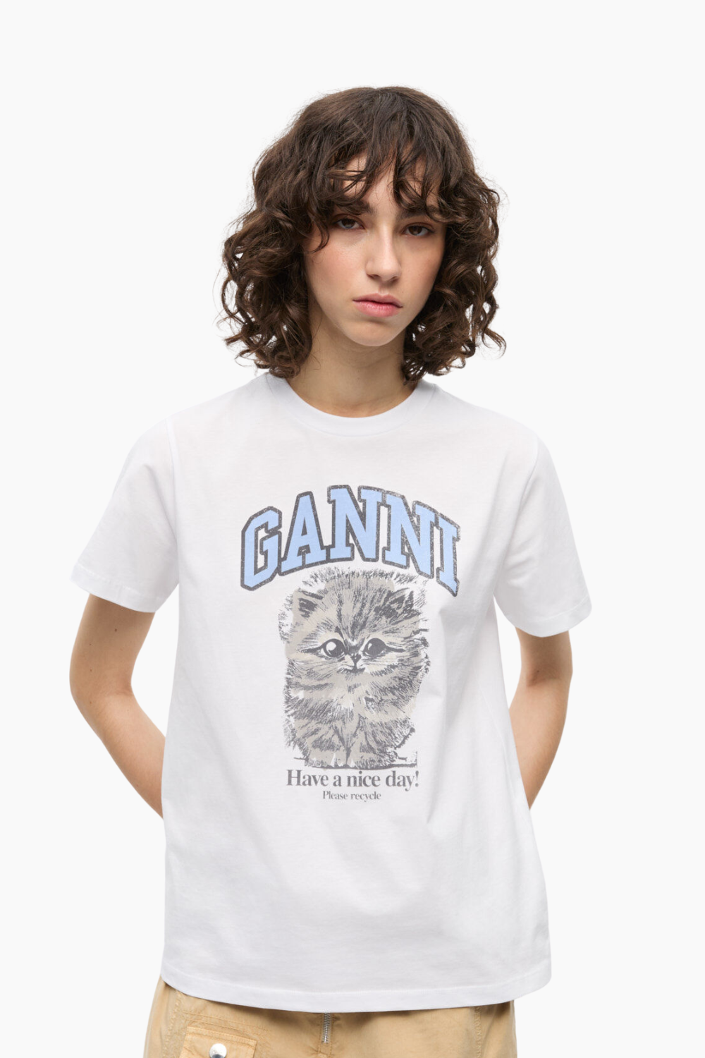 Basic Jersey Kitty Margot Relaxed T-Shirt T4272 - Bright White - GANNI-2