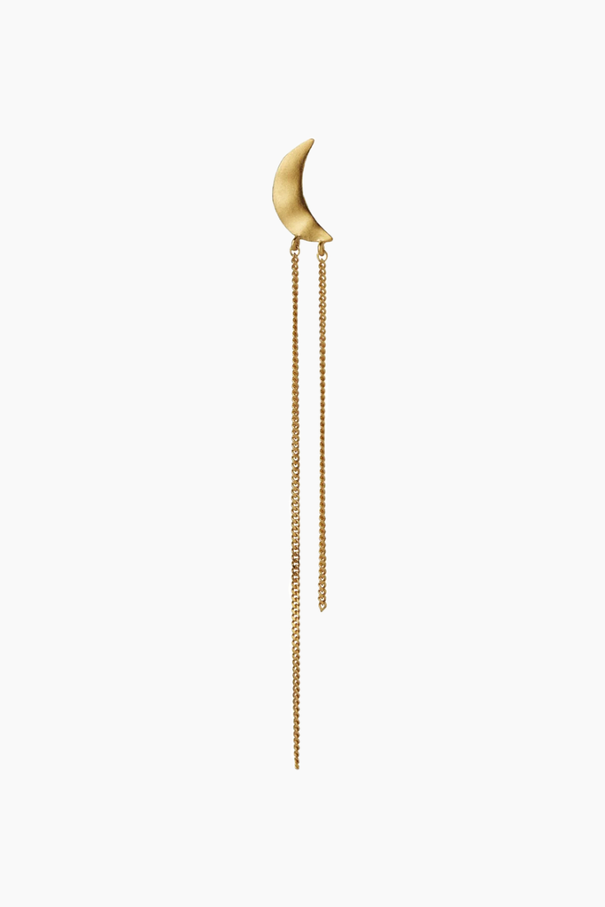 Bella Moon Earring With Long Chains  - Gold - Stine A