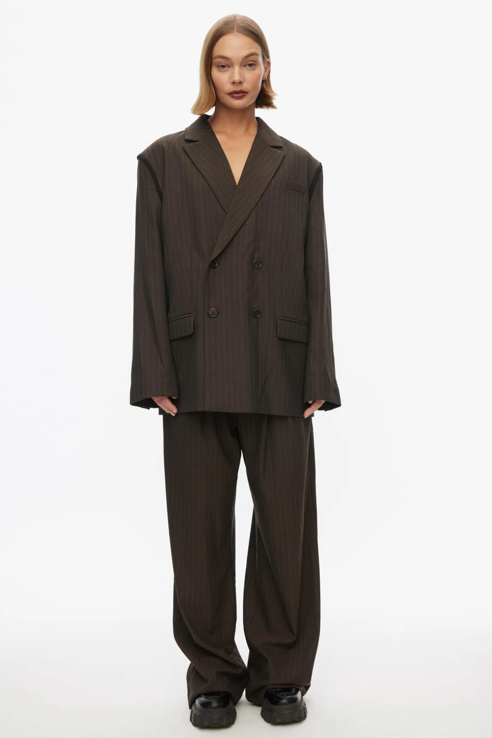 Bonnie Blazer - Dark Brown Pinstripe - Oval Square