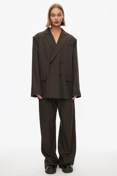 Bonnie Blazer - Dark Brown Pinstripe - Oval Square