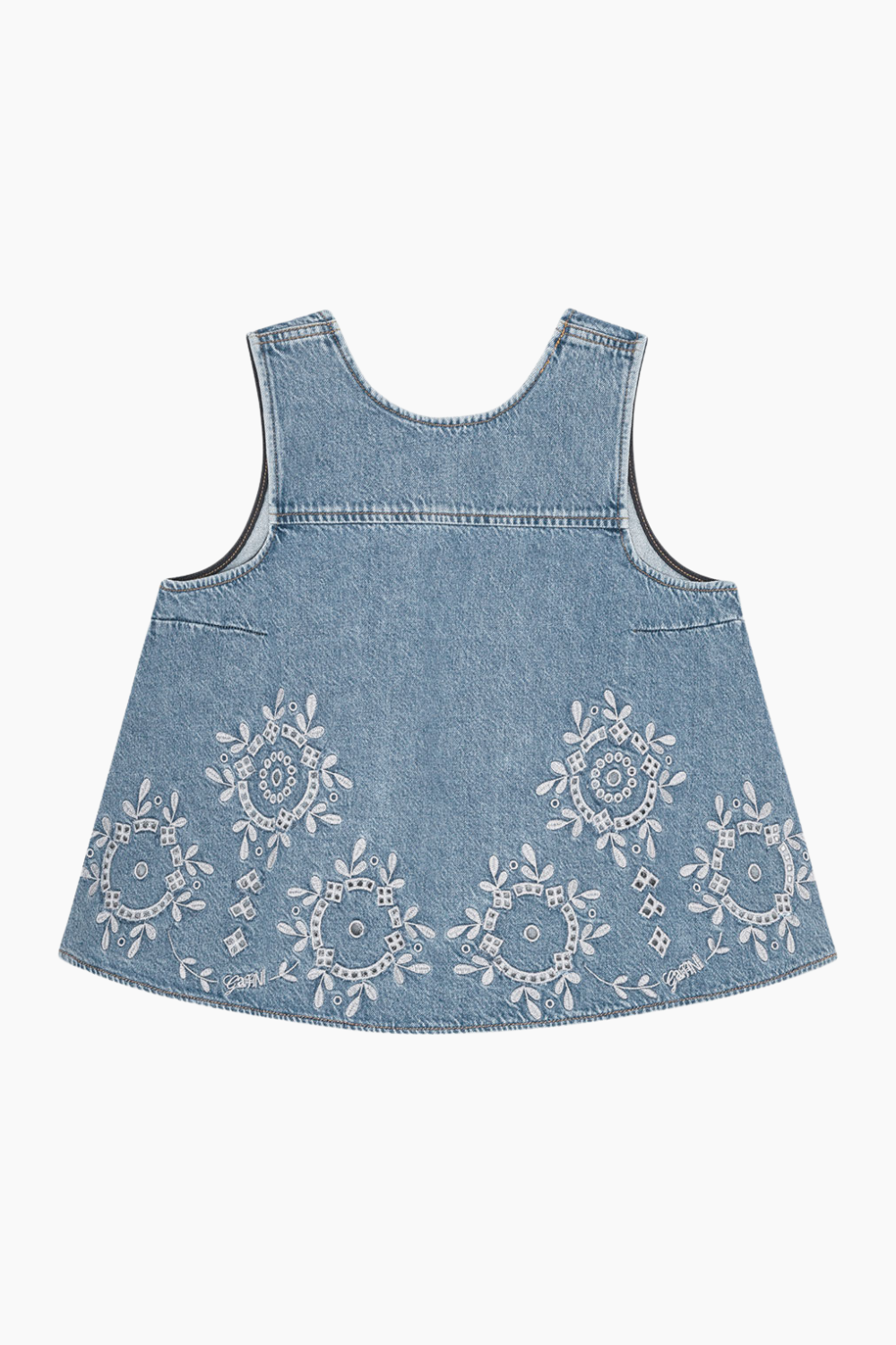 Broderie Anglaise Denim Top J1710 - Light Blue Stone - GANNI