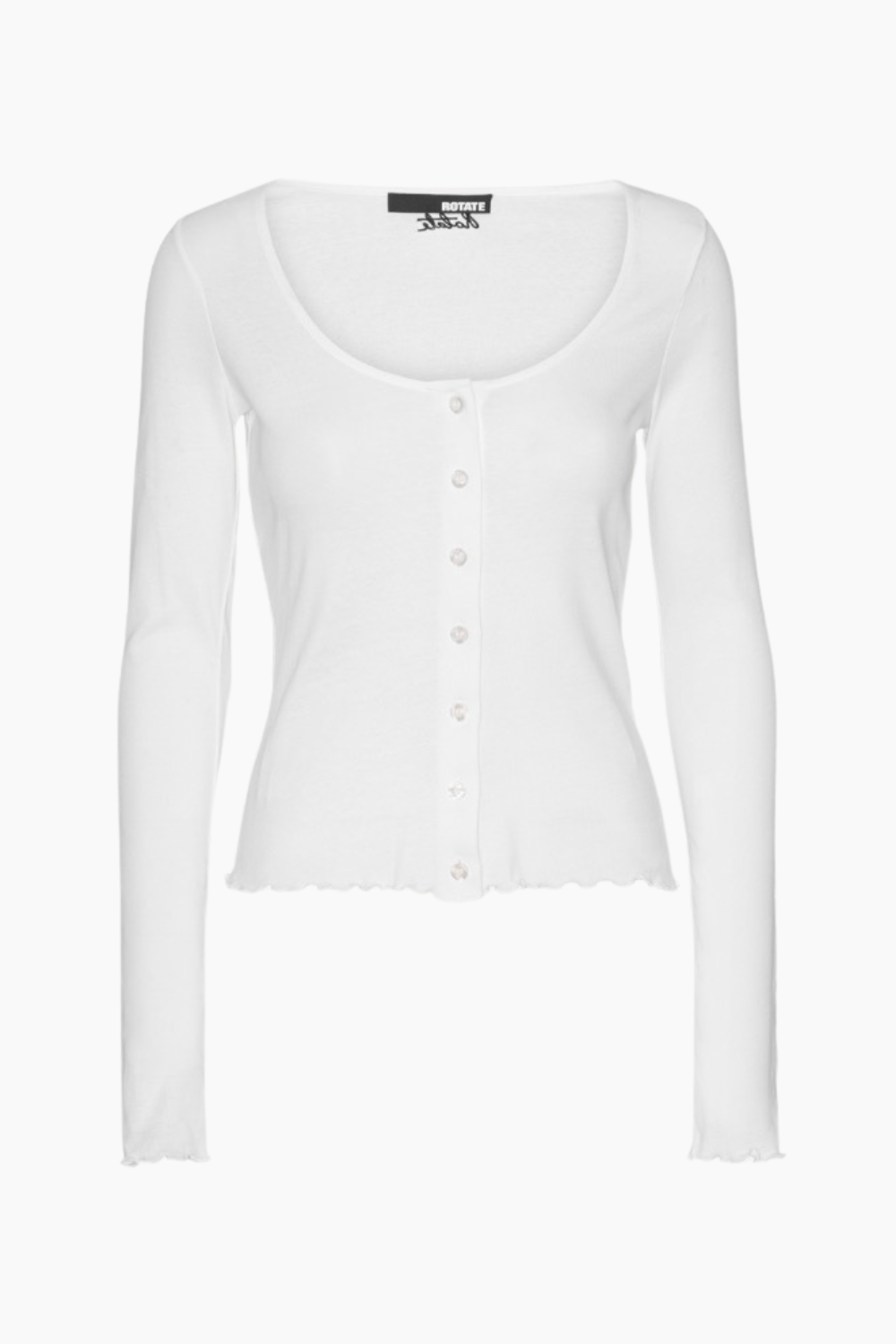 Buttoned LS Top - Bright White - Rotate
