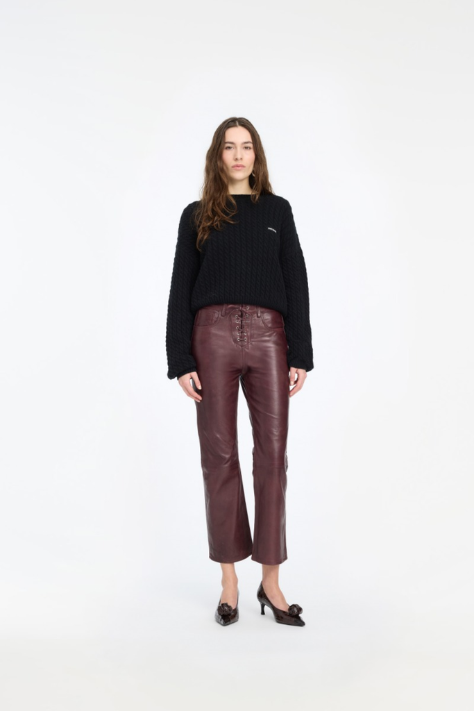 Cable Crewneck Sweater - Black - ROTATE